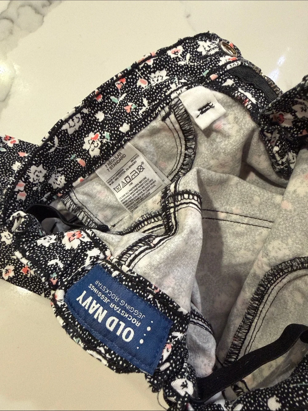 Old Navy Skinny Jeans with Pink & White Floral Print